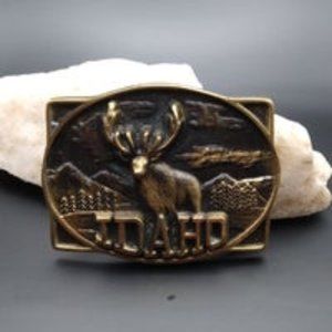 Vintage Idaho Elk Brass Belt Buckle First Security Corporation 1929-1978 BP-0479